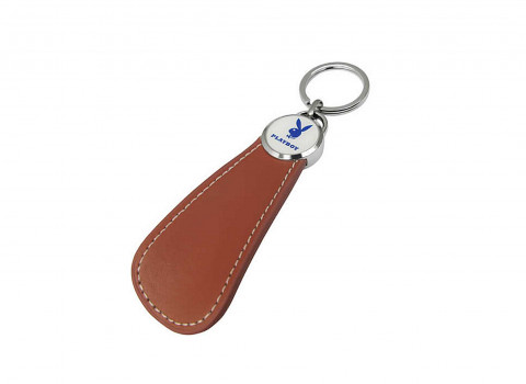 Ref IMPPOR03 - Fabrication d'un porte clé chausse-pieds luxe en cuir, personnalisé par une impression numérique du logo